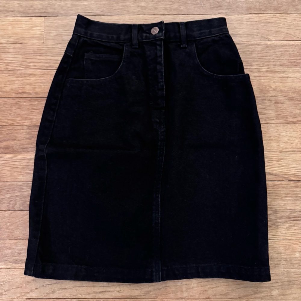 S.O.S. 100% Cotton Black Knee-Length Denim Pencil Skirt Size 3/4
 b8